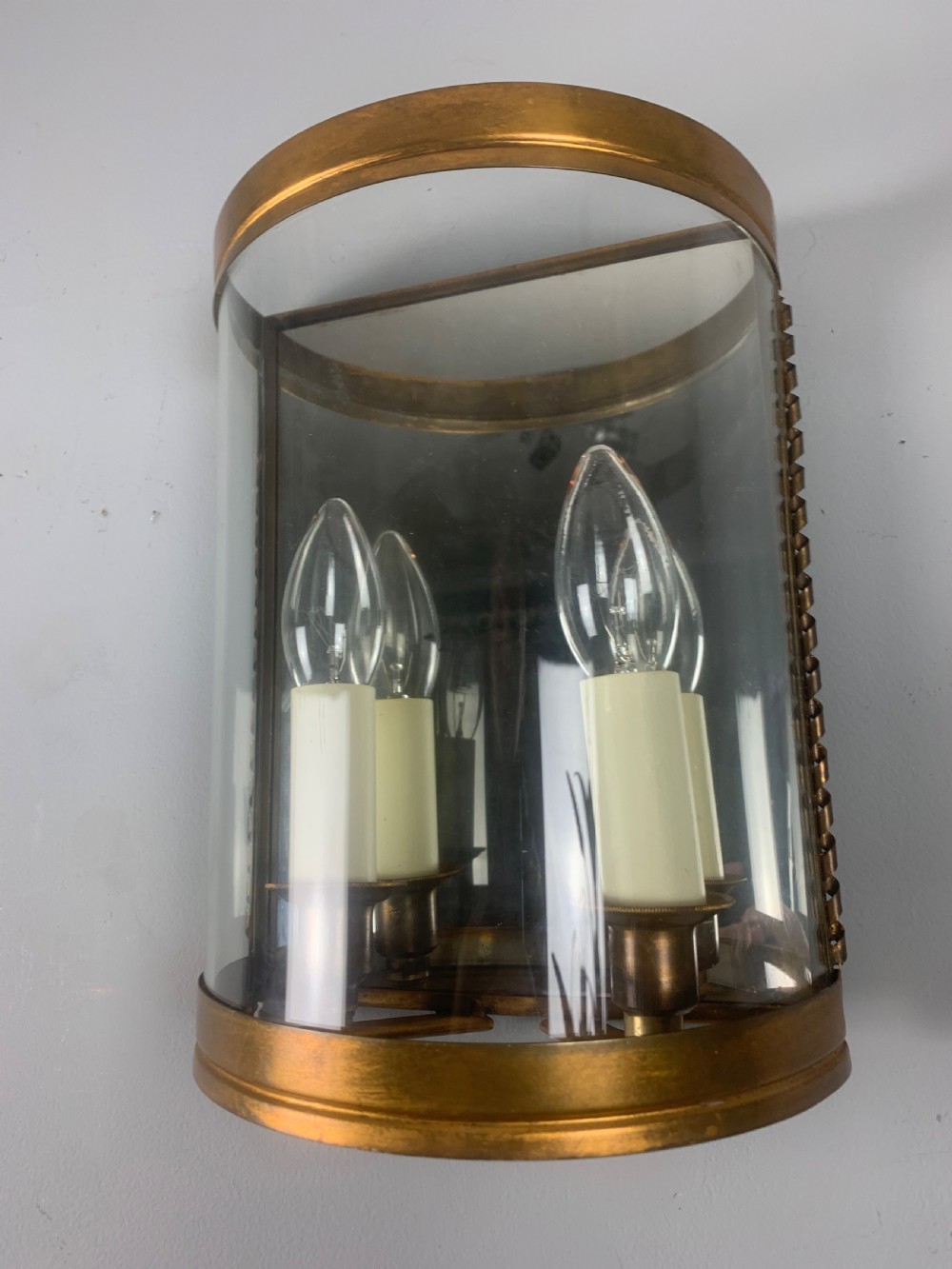 French Single Toleware Convex Half Antique Lantern Wall Light View VII