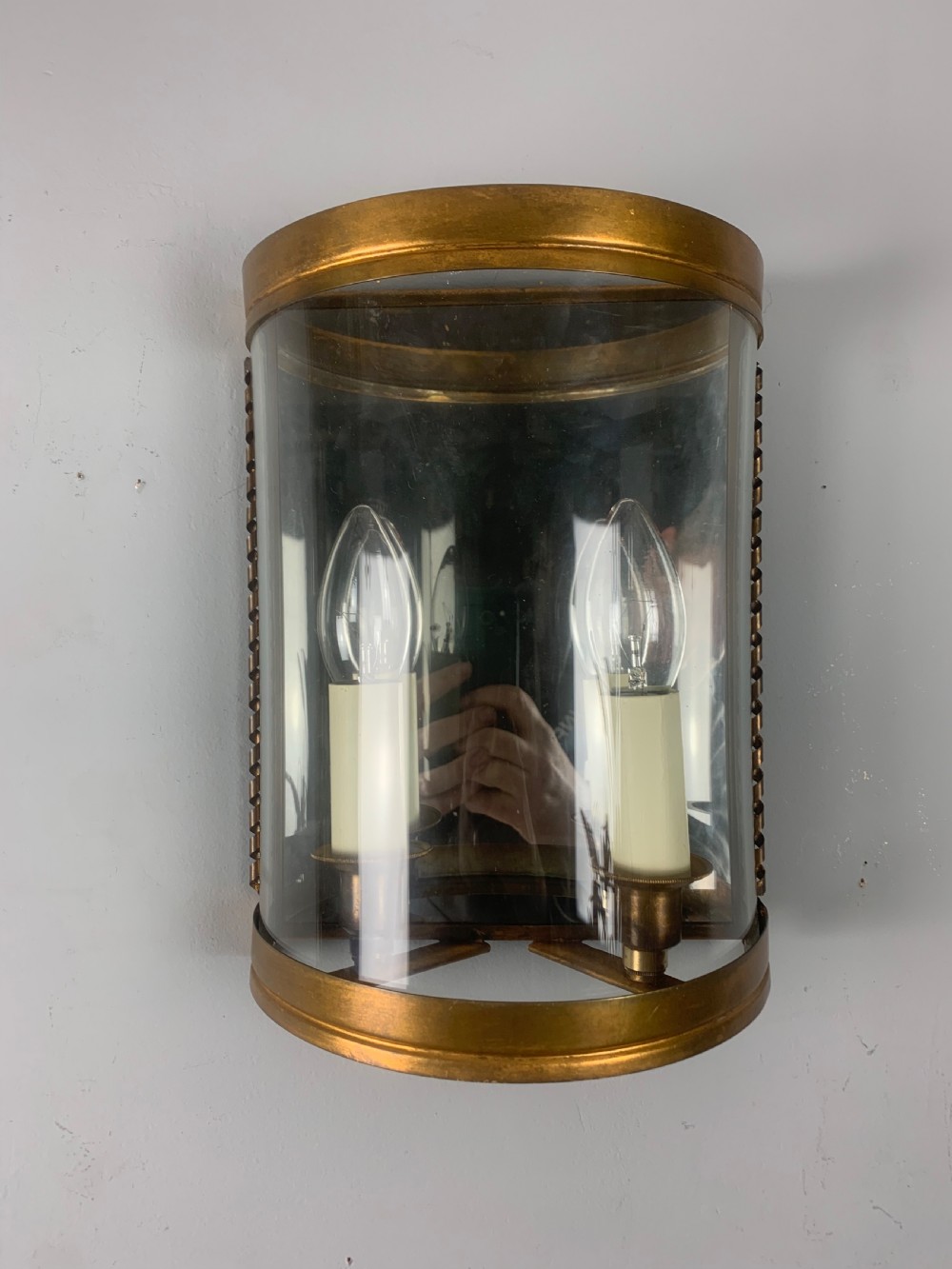 French Single Toleware Convex Half Antique Lantern Wall Light View VIII