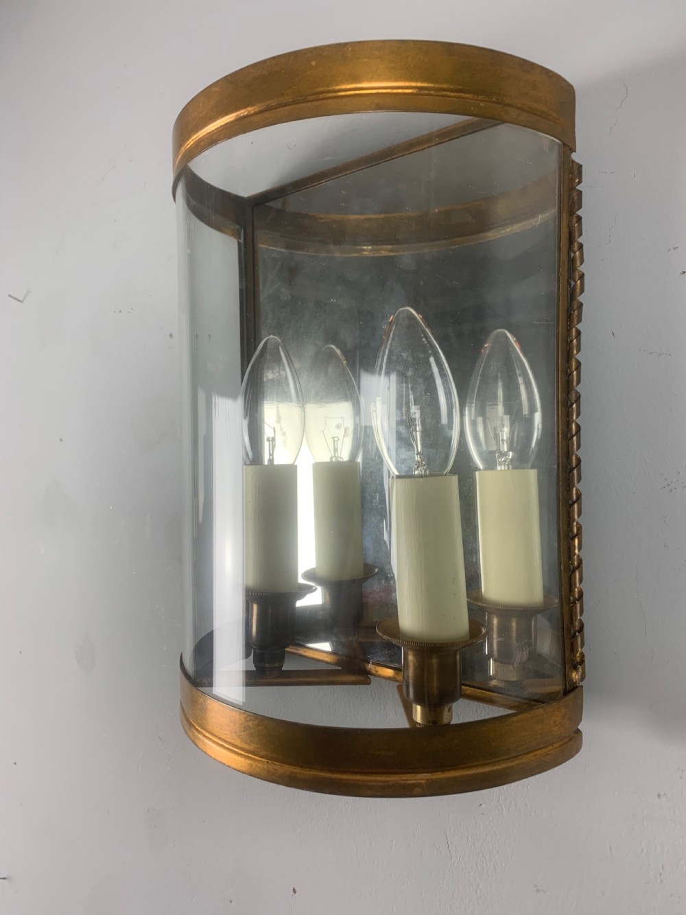 French Single Toleware Convex Half Antique Lantern Wall Light View X