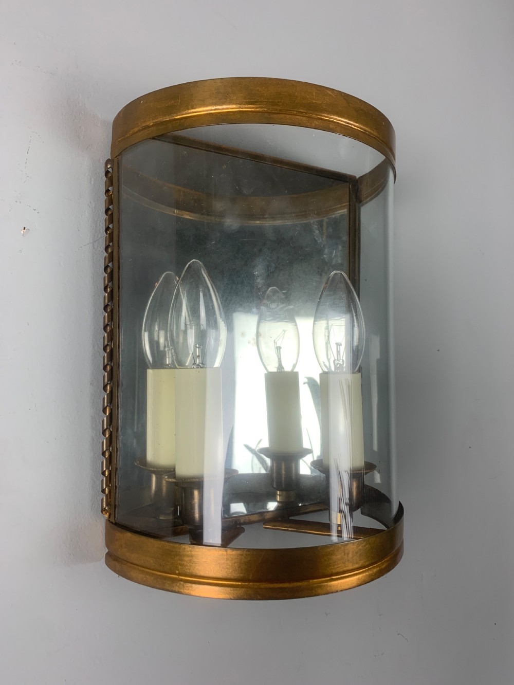 French Single Toleware Convex Half Antique Lantern Wall Light View XI