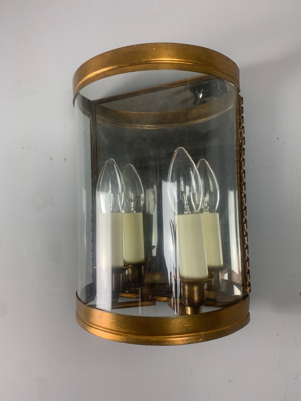 French Single Toleware Convex Half Antique Lantern Wall Light View XII