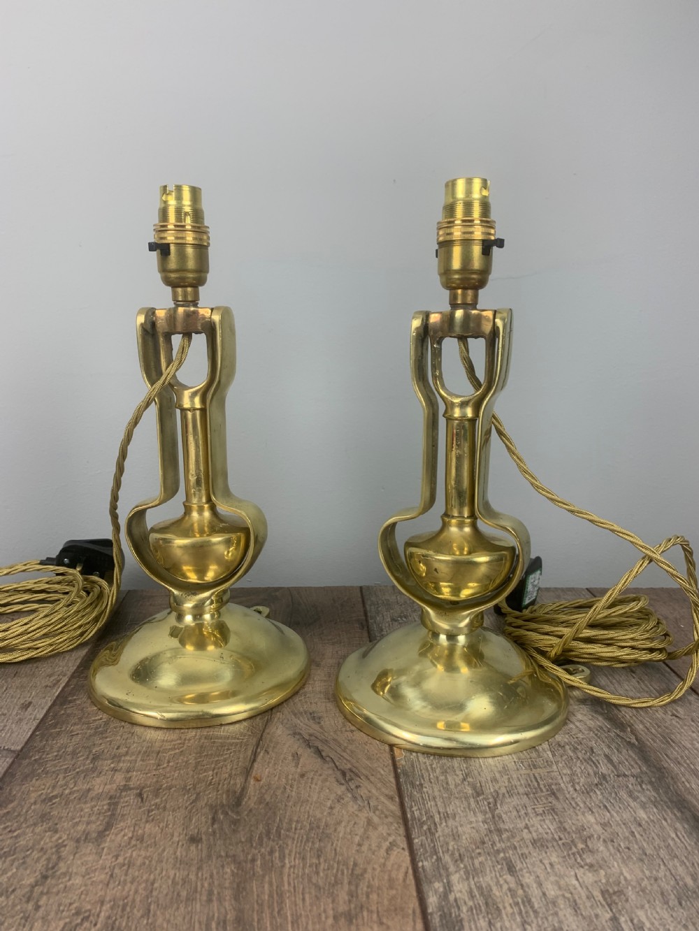 Pair of Heavy Brass Gimbal Table Lamps, Rewired and Pat tested 