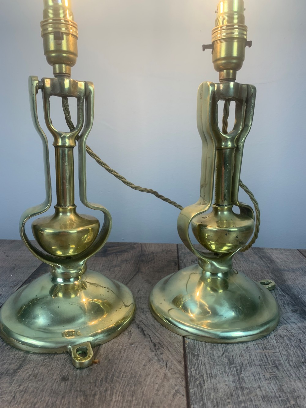 Pair of Heavy Brass Gimbal Table Lamps, Rewired and Pat tested  View III