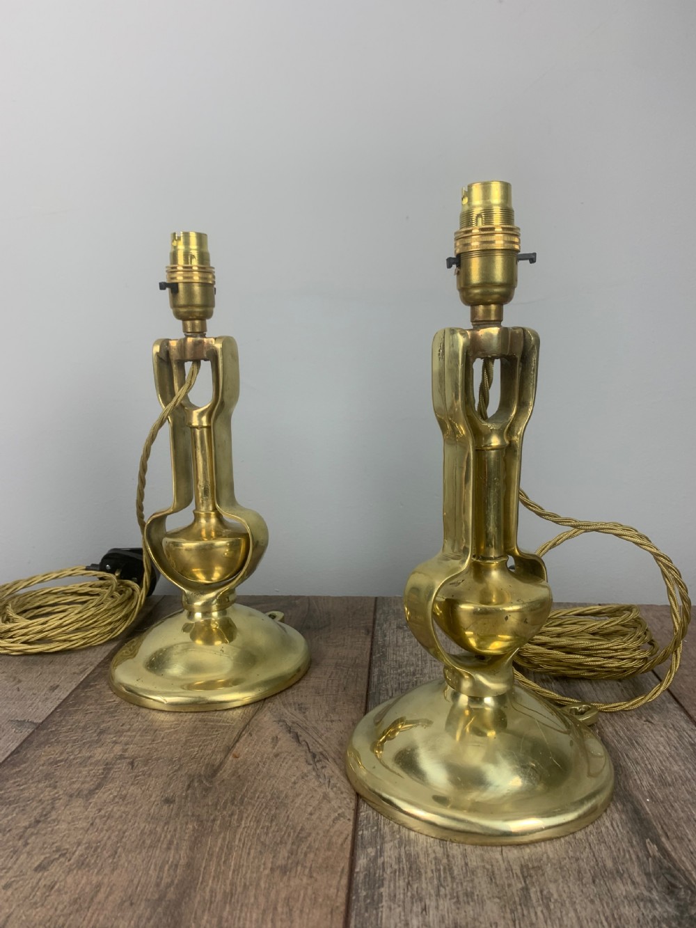 Pair of Heavy Brass Gimbal Table Lamps, Rewired and Pat tested  View VI