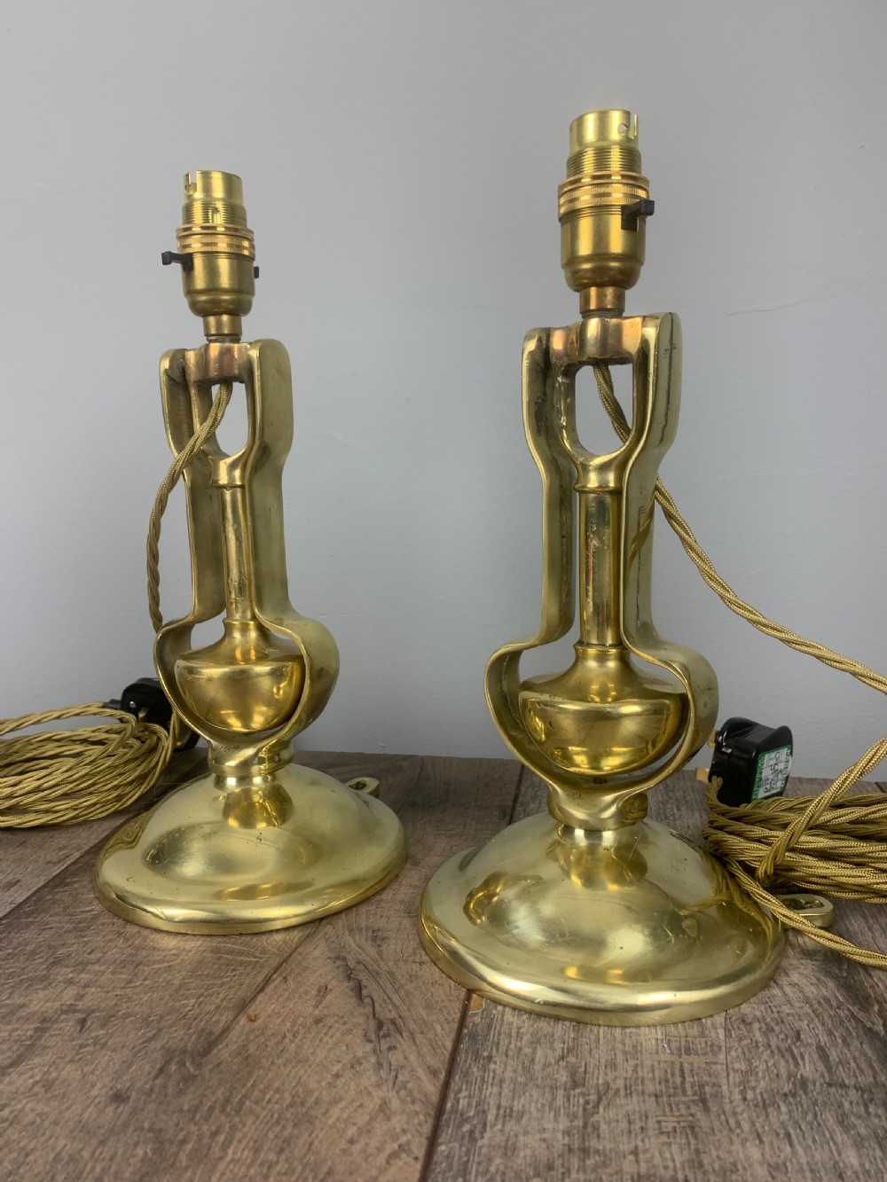 Pair of Heavy Brass Gimbal Table Lamps, Rewired and Pat tested  View VIII