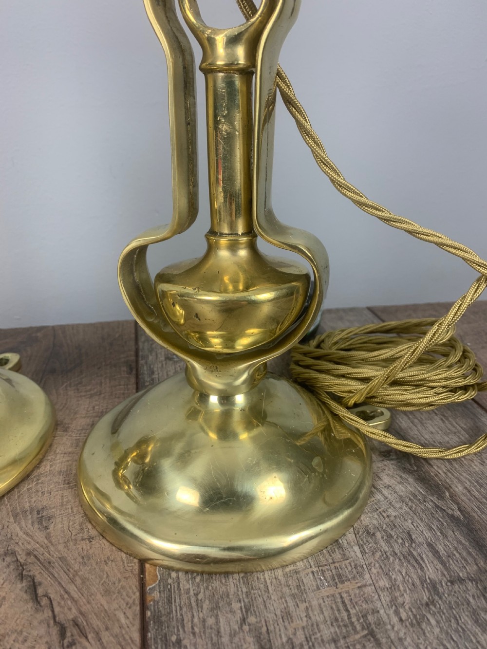 Pair of Heavy Brass Gimbal Table Lamps, Rewired and Pat tested  View IX