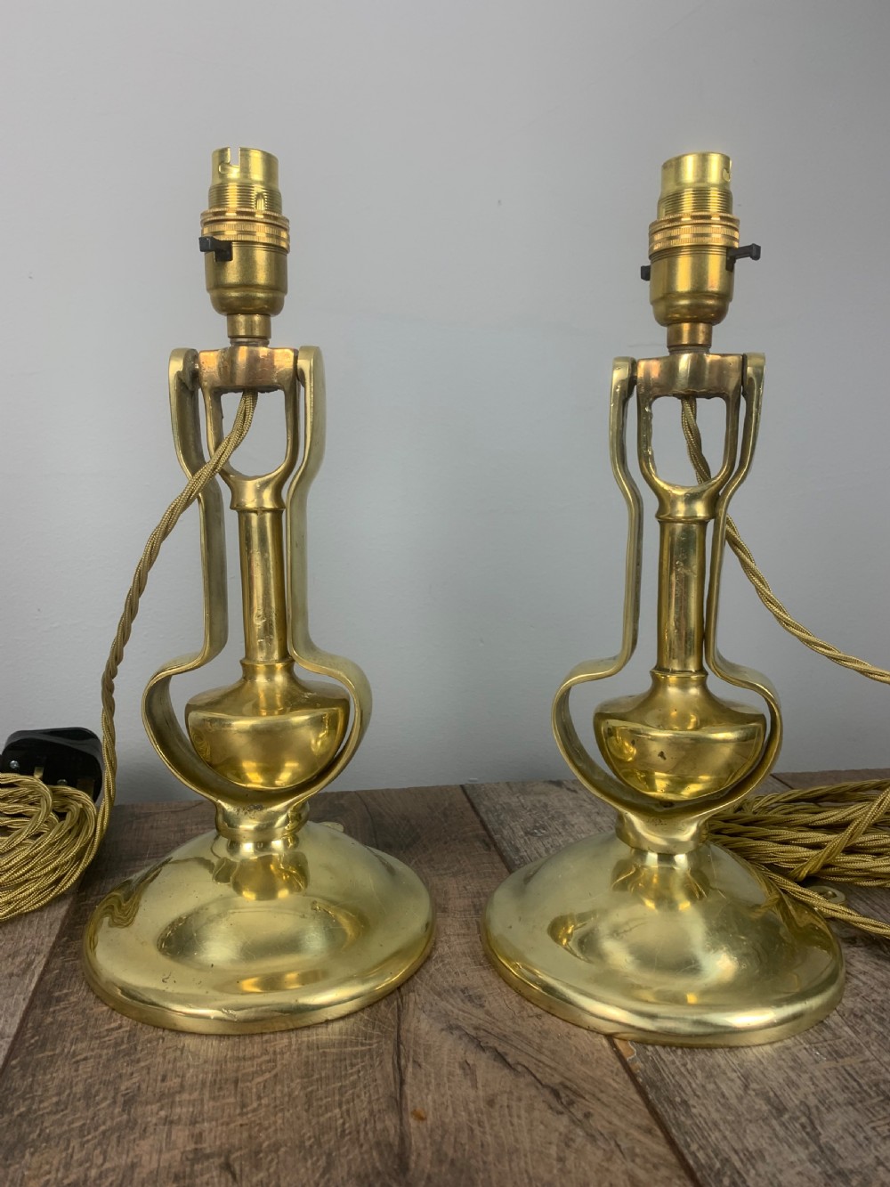 Pair of Heavy Brass Gimbal Table Lamps, Rewired and Pat tested  View X