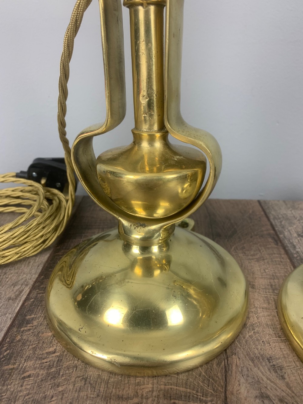 Pair of Heavy Brass Gimbal Table Lamps, Rewired and Pat tested  View XI