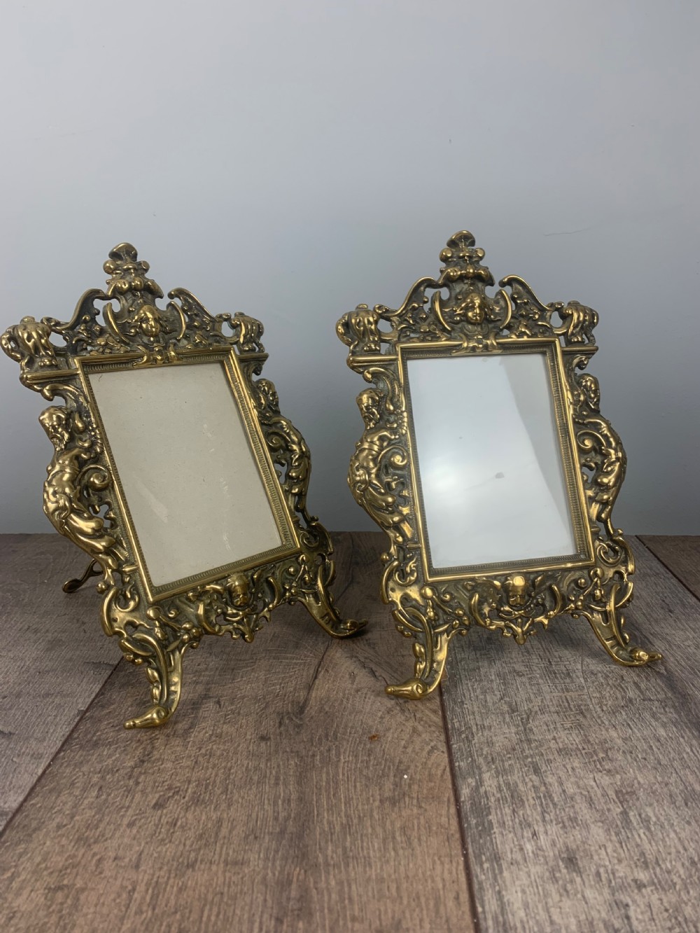 Pair of French Brass Picture Frames 
