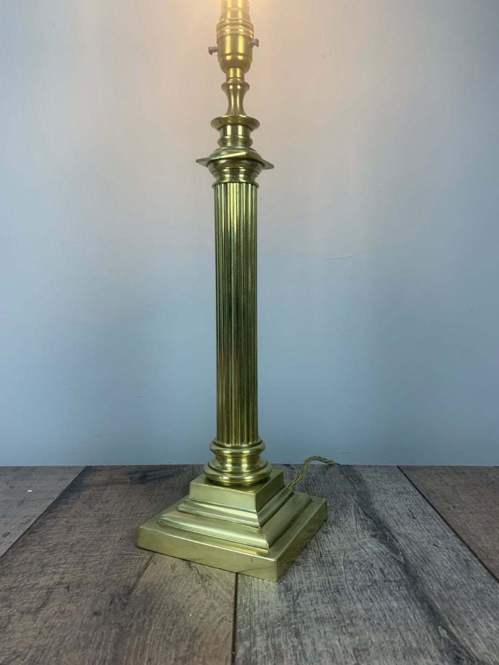 Victorian Hinks & Sons Brass Column Table Lamp, Rewired and Pat tested  View II