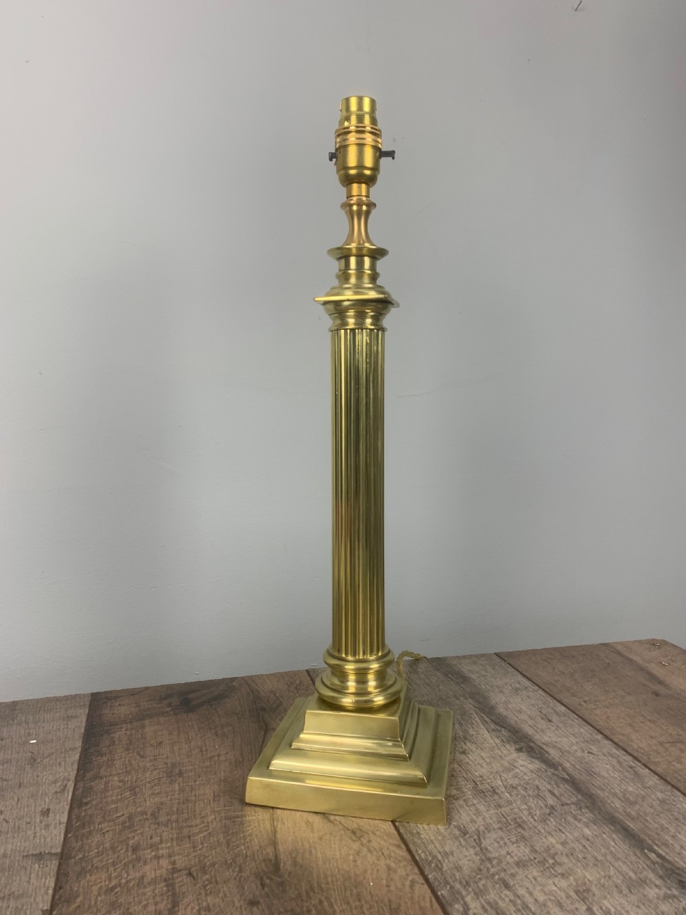 Victorian Hinks & Sons Brass Column Table Lamp, Rewired and Pat tested  View IV