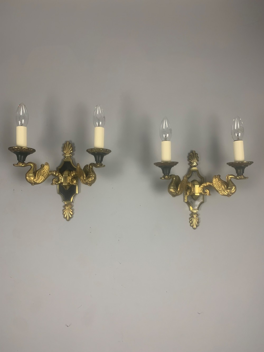 Pair of French Empire Antique Wall Lights 