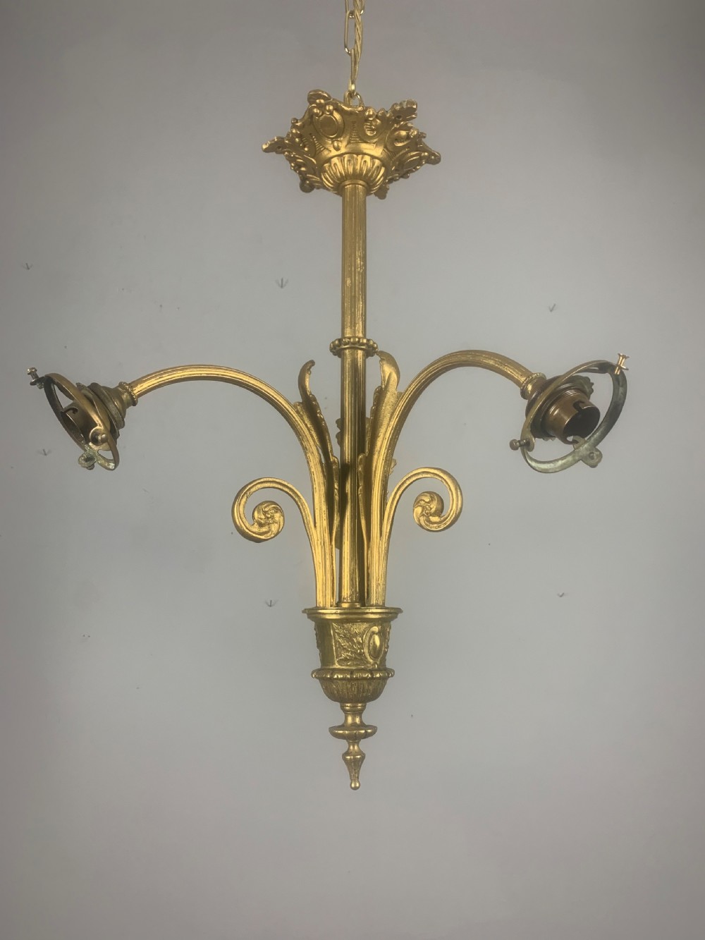 French 19th Century 3 Light Chandelier Ceiling Light  View III