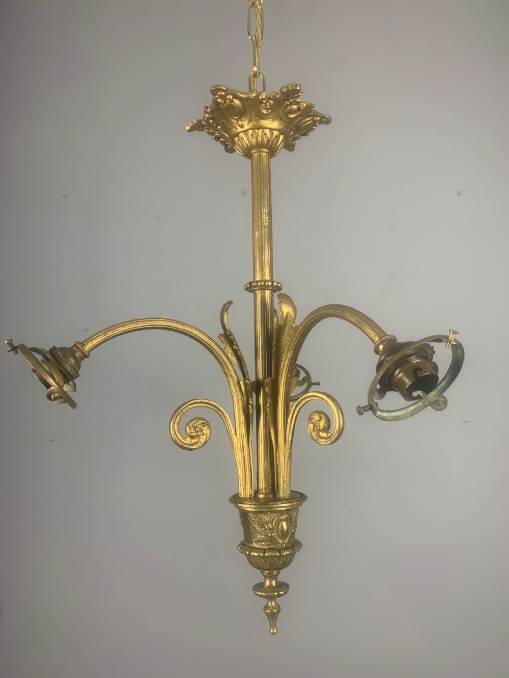 French 19th Century 3 Light Chandelier Ceiling Light  View IV