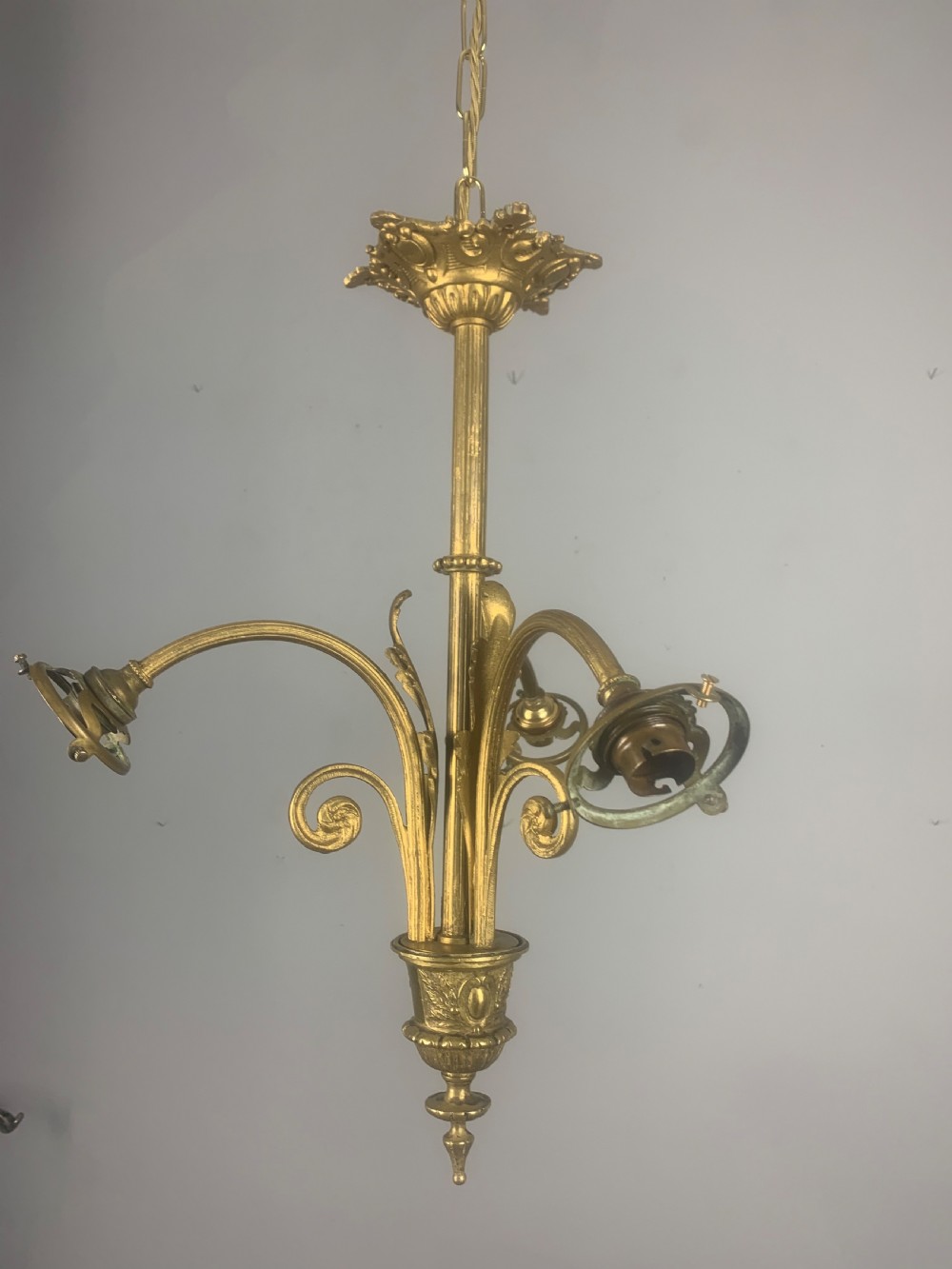 French 19th Century 3 Light Chandelier Ceiling Light  View VI