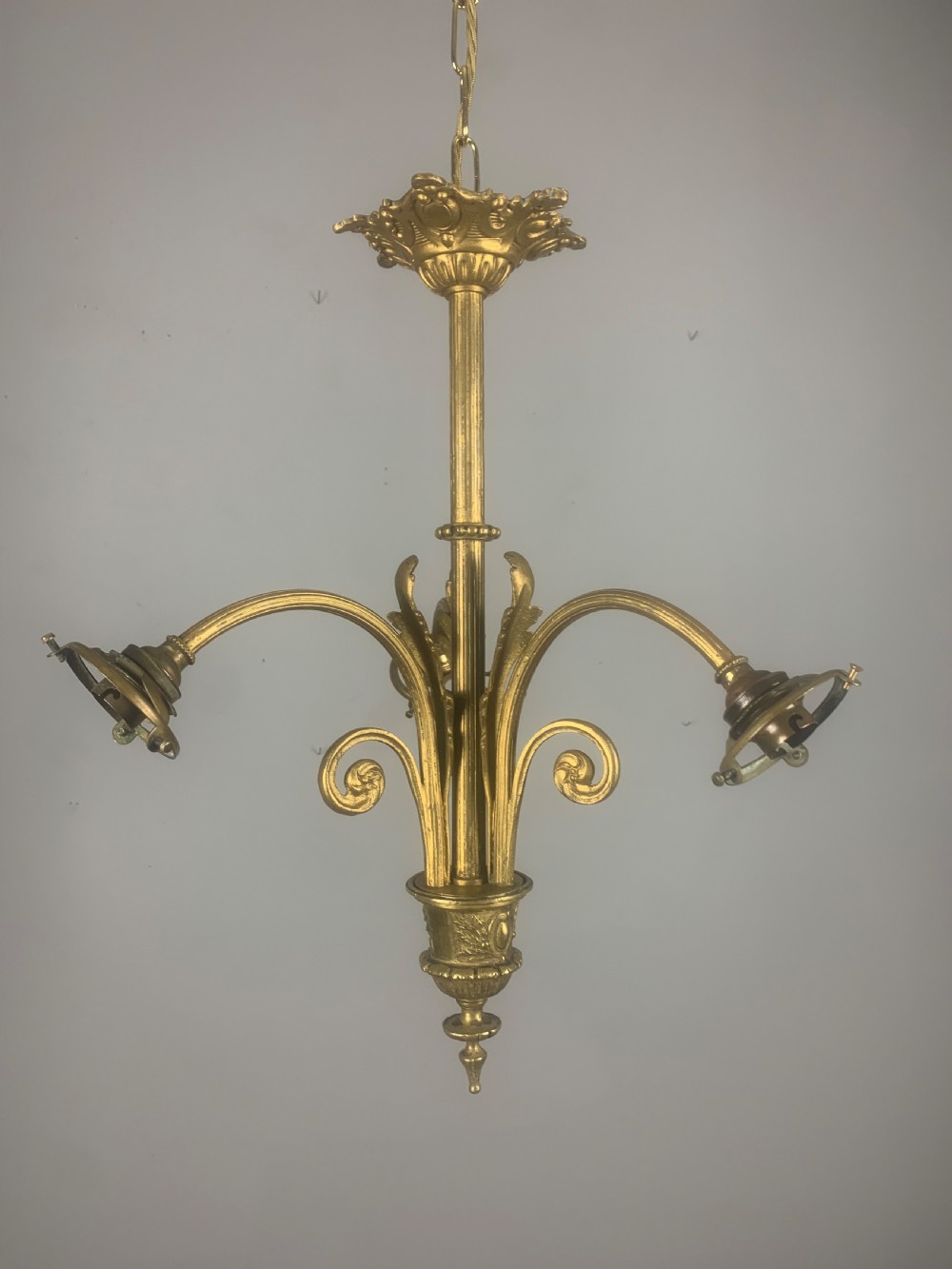 French 19th Century 3 Light Chandelier Ceiling Light  View X