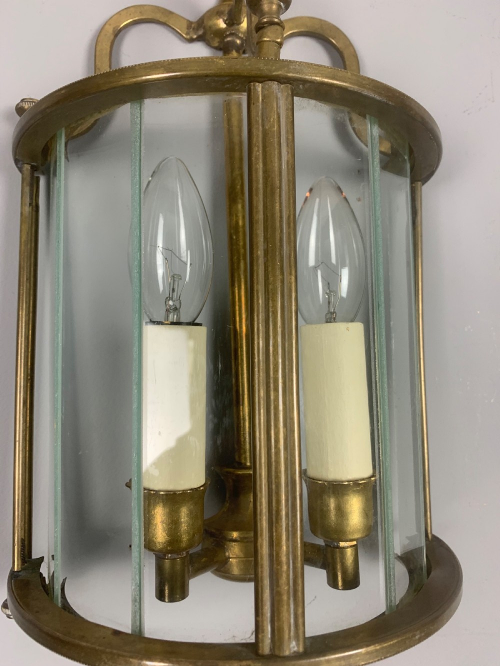 Single English Brass Half Wall Lantern Wall Light  View V