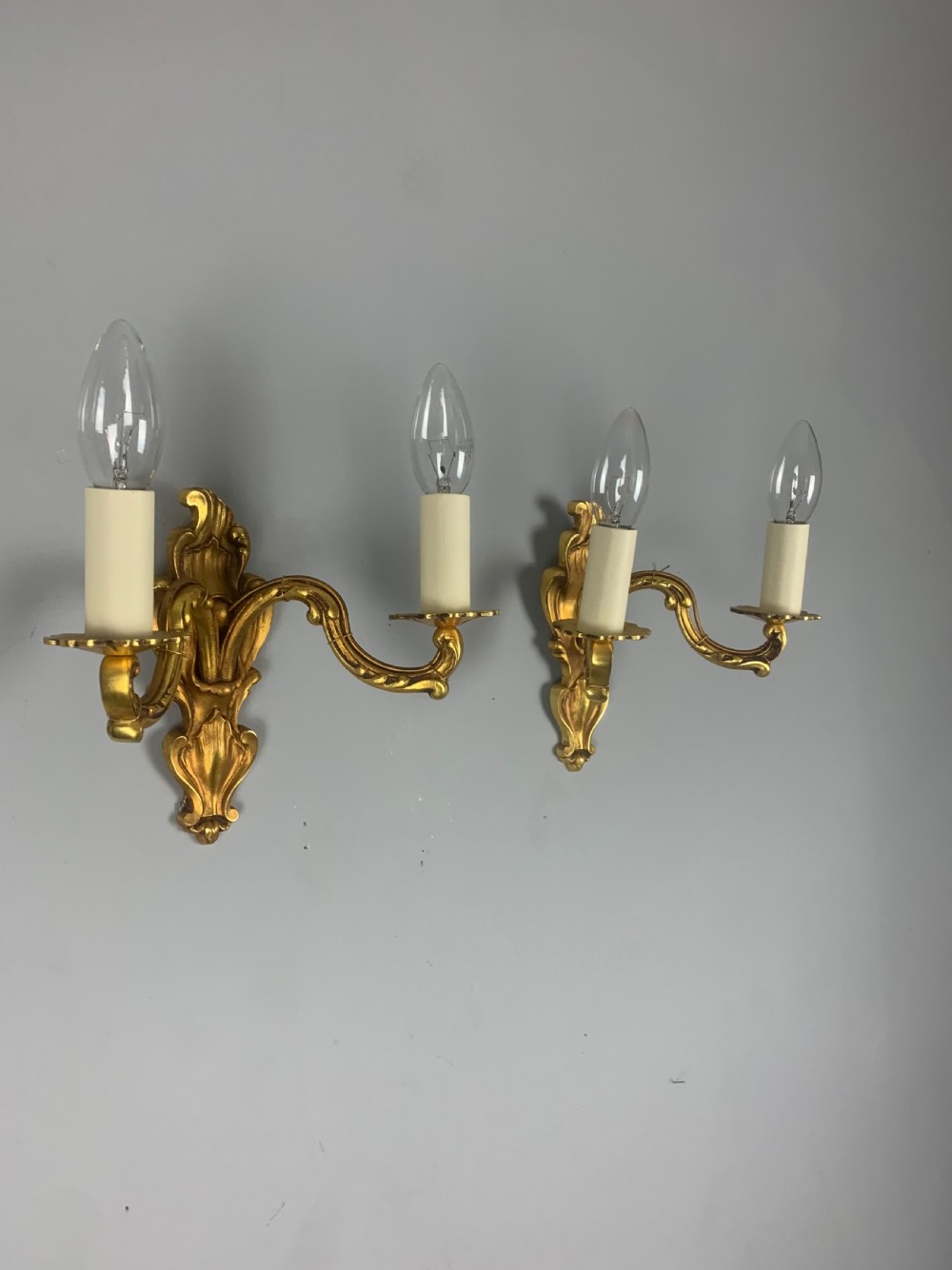 French Gilded Twin Arm Antique Wall Lights View II