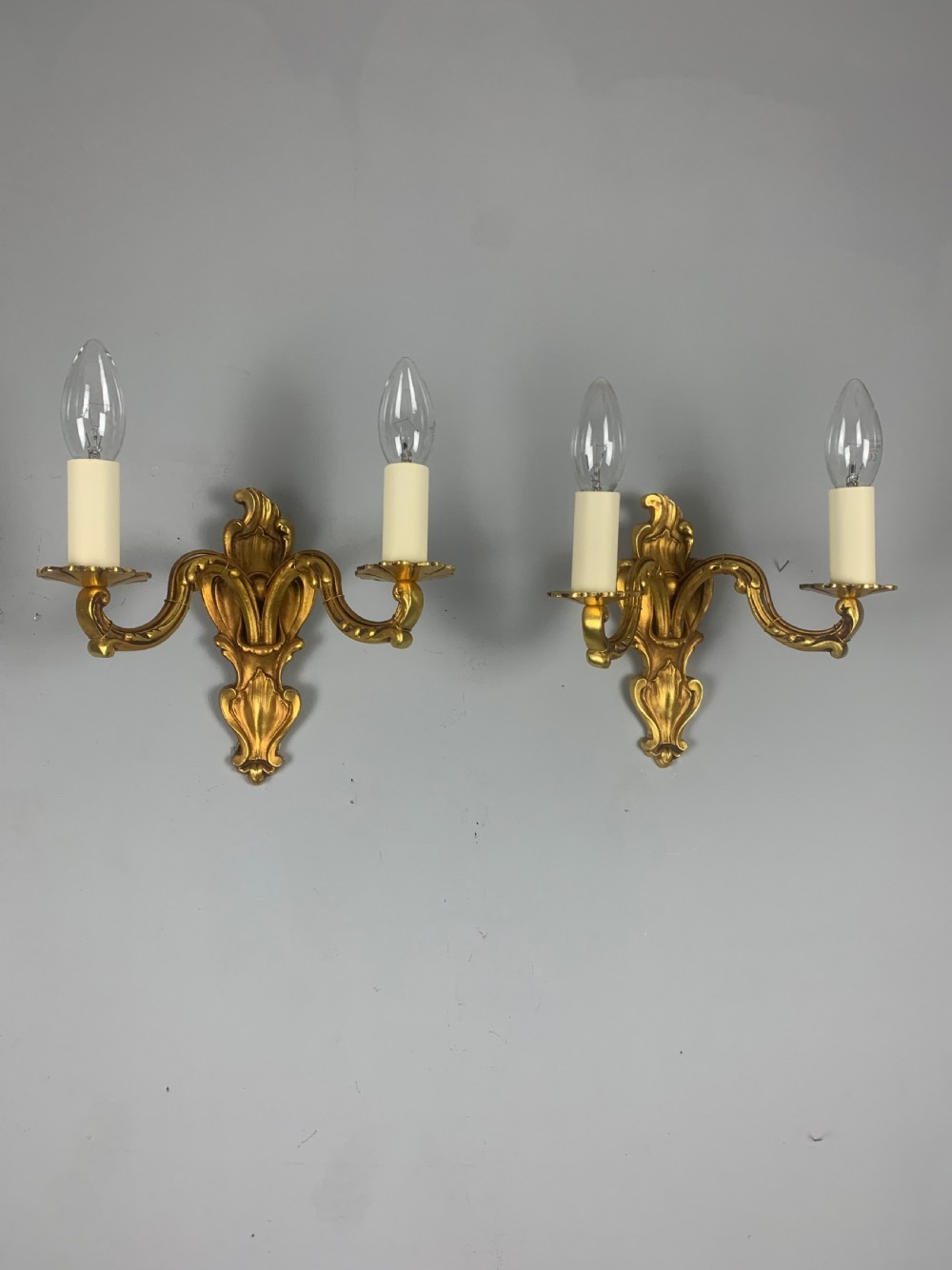 French Gilded Twin Arm Antique Wall Lights View V