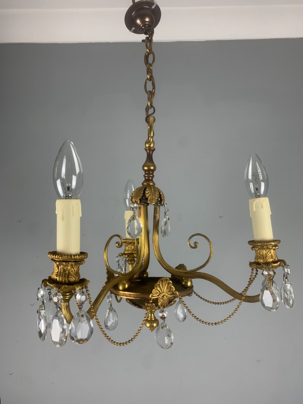French 3 Light Antique Chandelier 