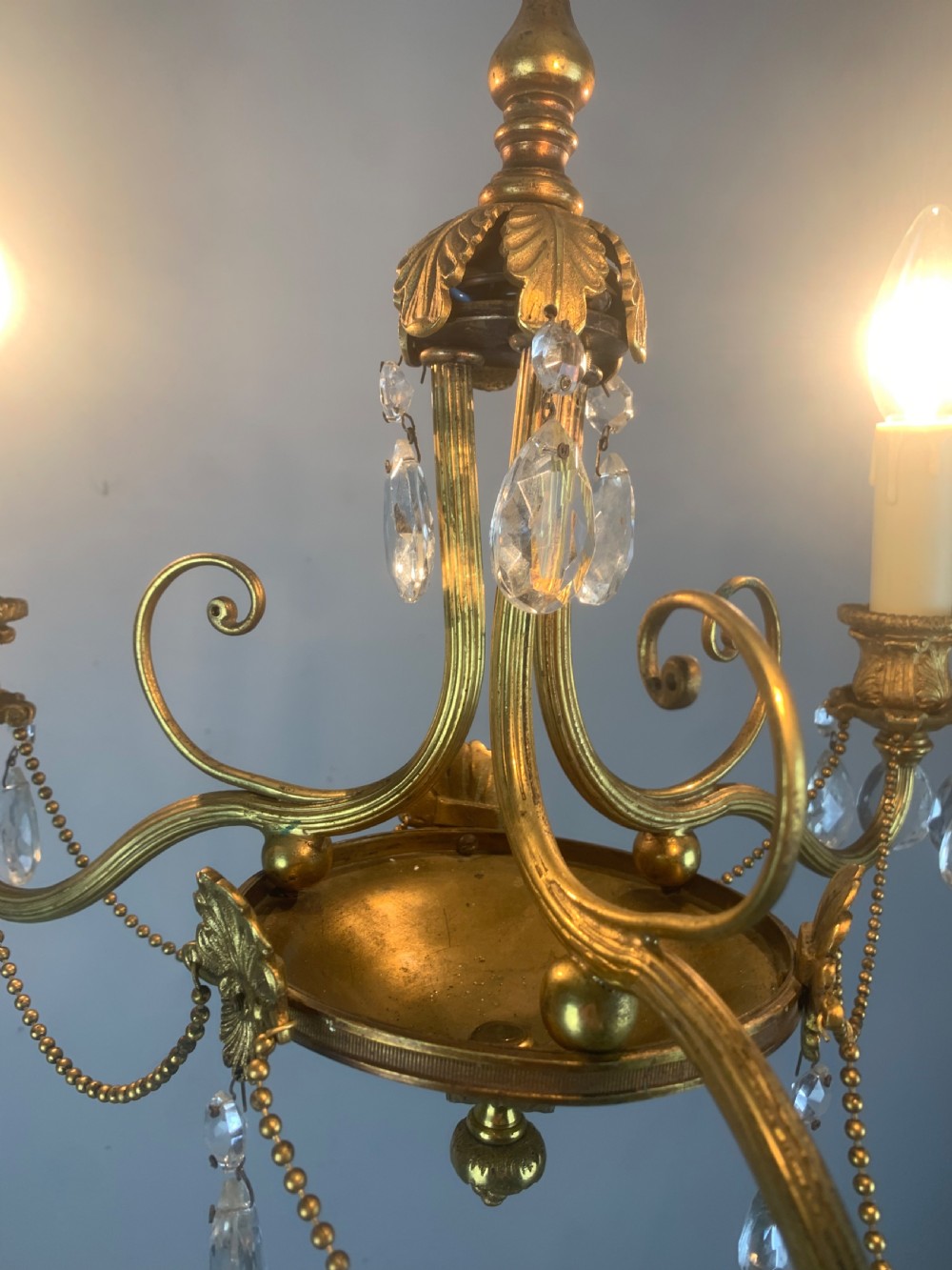 French 3 Light Antique Chandelier  View IV
