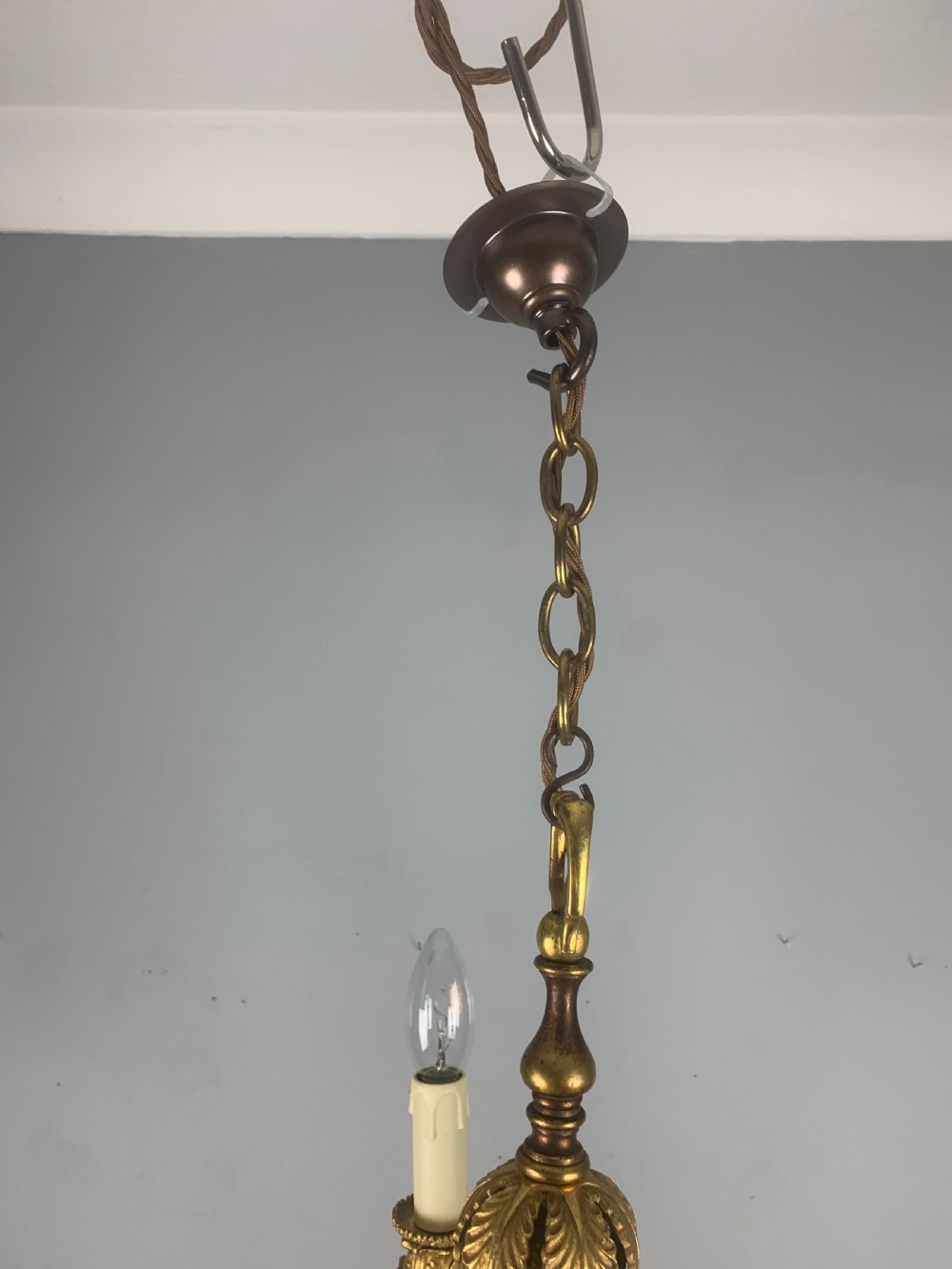 French 3 Light Antique Chandelier  View VIII