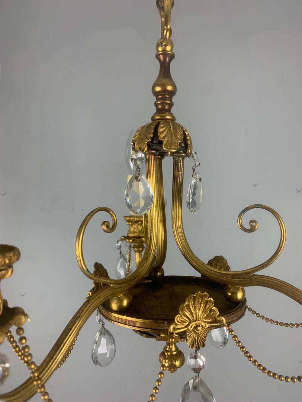 French 3 Light Antique Chandelier  View IX