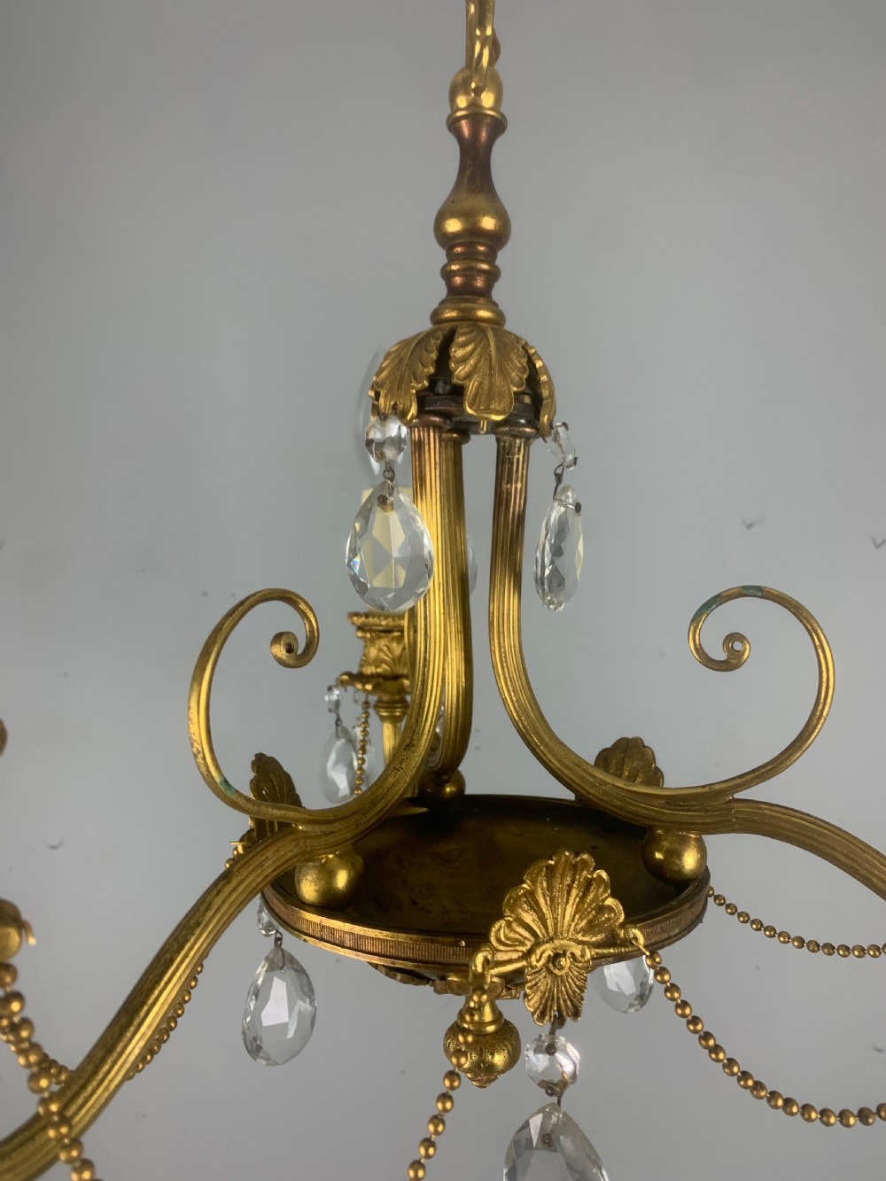 French 3 Light Antique Chandelier  View X