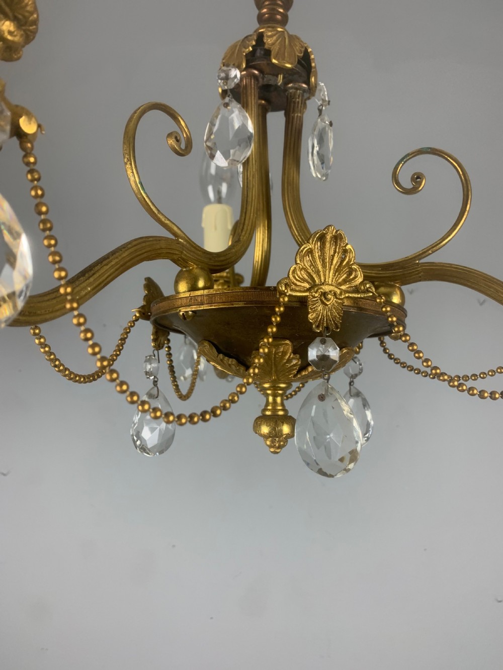 French 3 Light Antique Chandelier  View XI