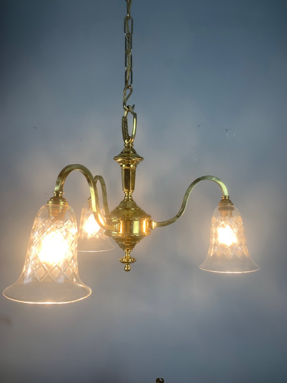 Edwardian 3 Light Chandelier with Shades View III
