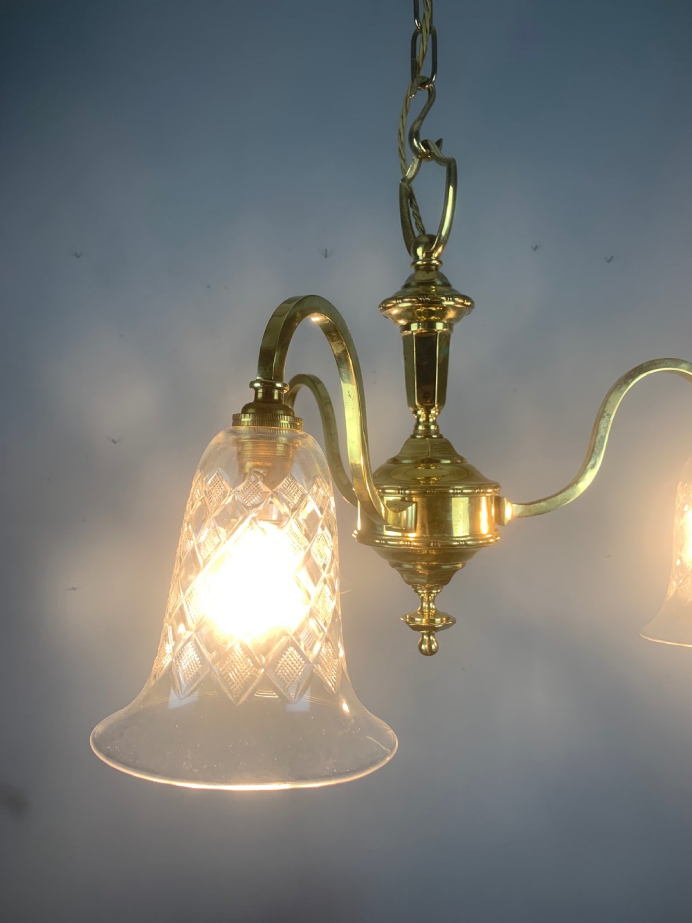 Edwardian 3 Light Chandelier with Shades View IV