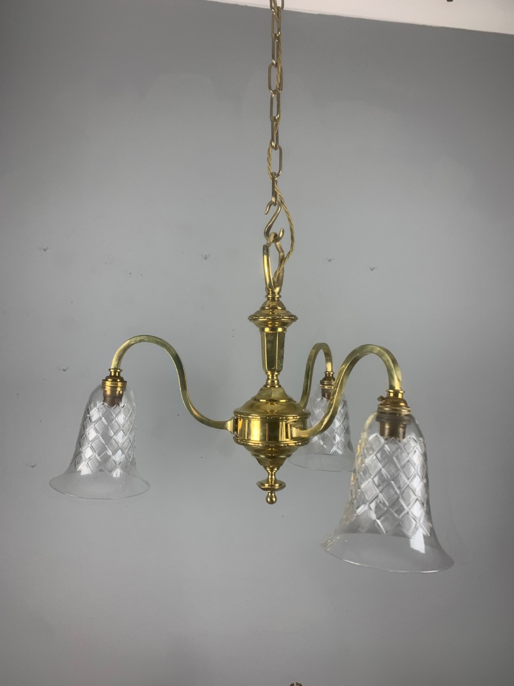 Edwardian 3 Light Chandelier with Shades View VII