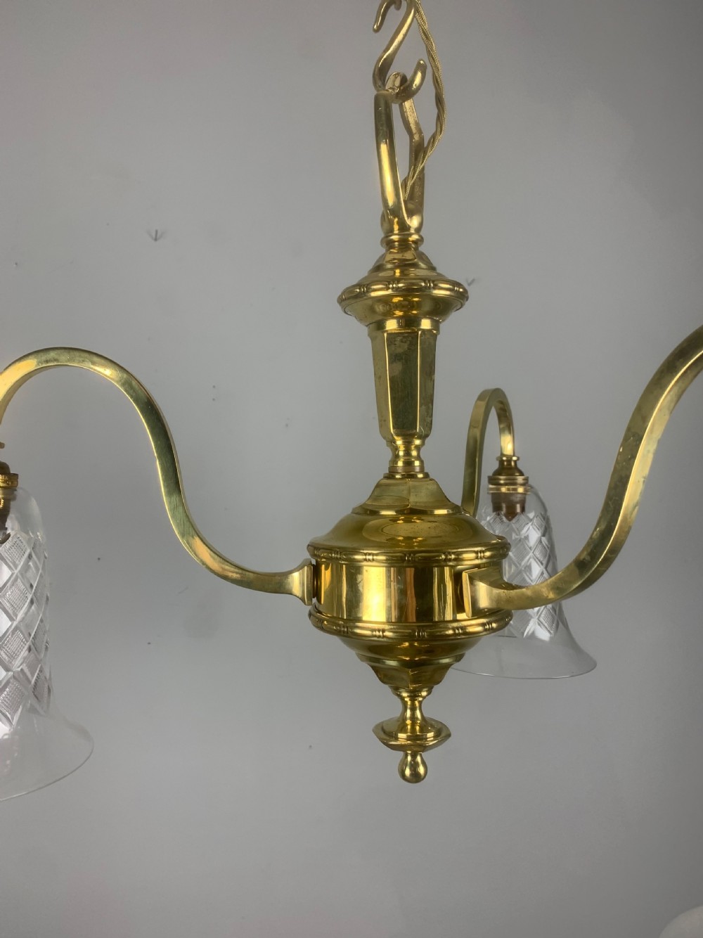Edwardian 3 Light Chandelier with Shades View XI