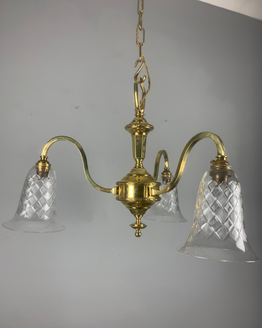 Edwardian 3 Light Chandelier with Shades View XII