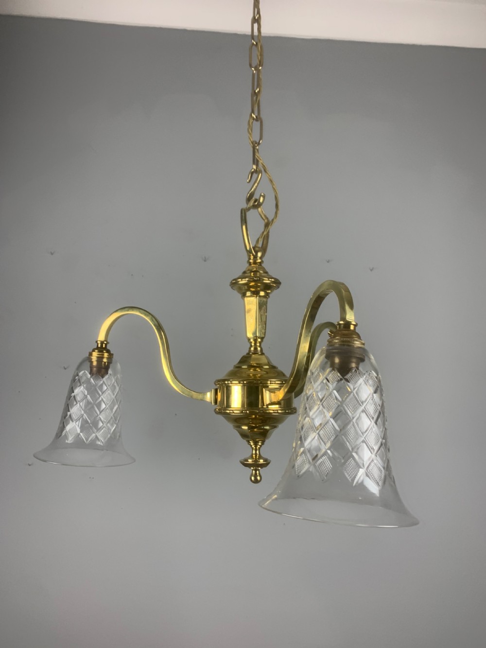 Edwardian 3 Light Chandelier with Shades View XIII