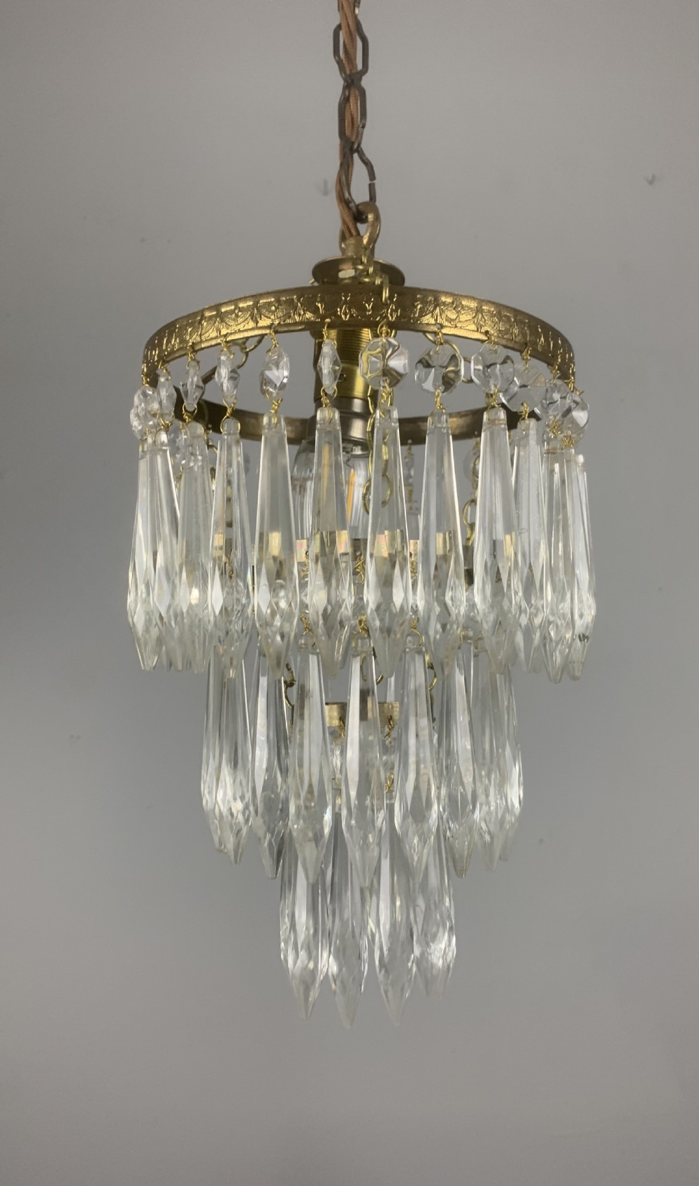 Three Tier Glass Chandelier, Ceiling Light 