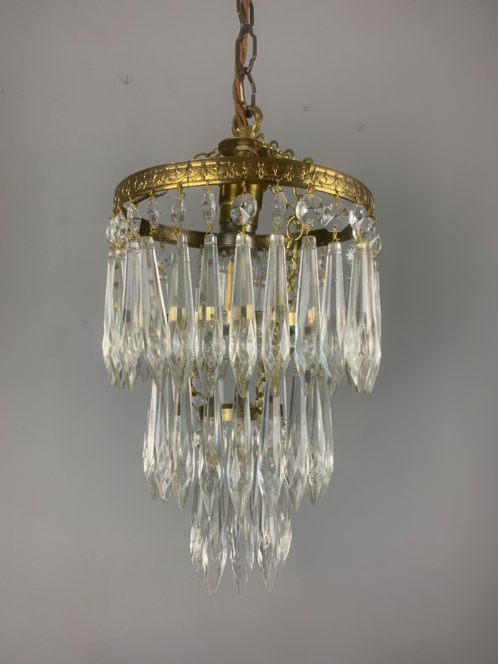 Three Tier Glass Chandelier, Ceiling Light  View VII