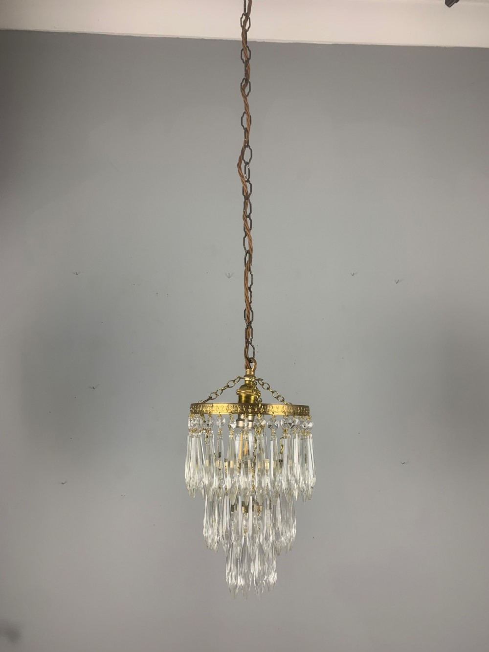 Three Tier Glass Chandelier, Ceiling Light  View IX