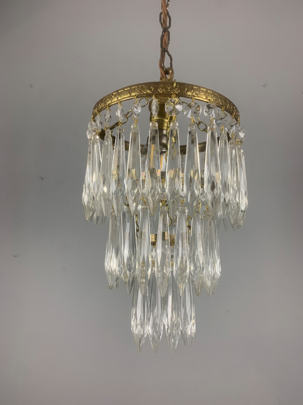 Three Tier Glass Chandelier, Ceiling Light  View XI