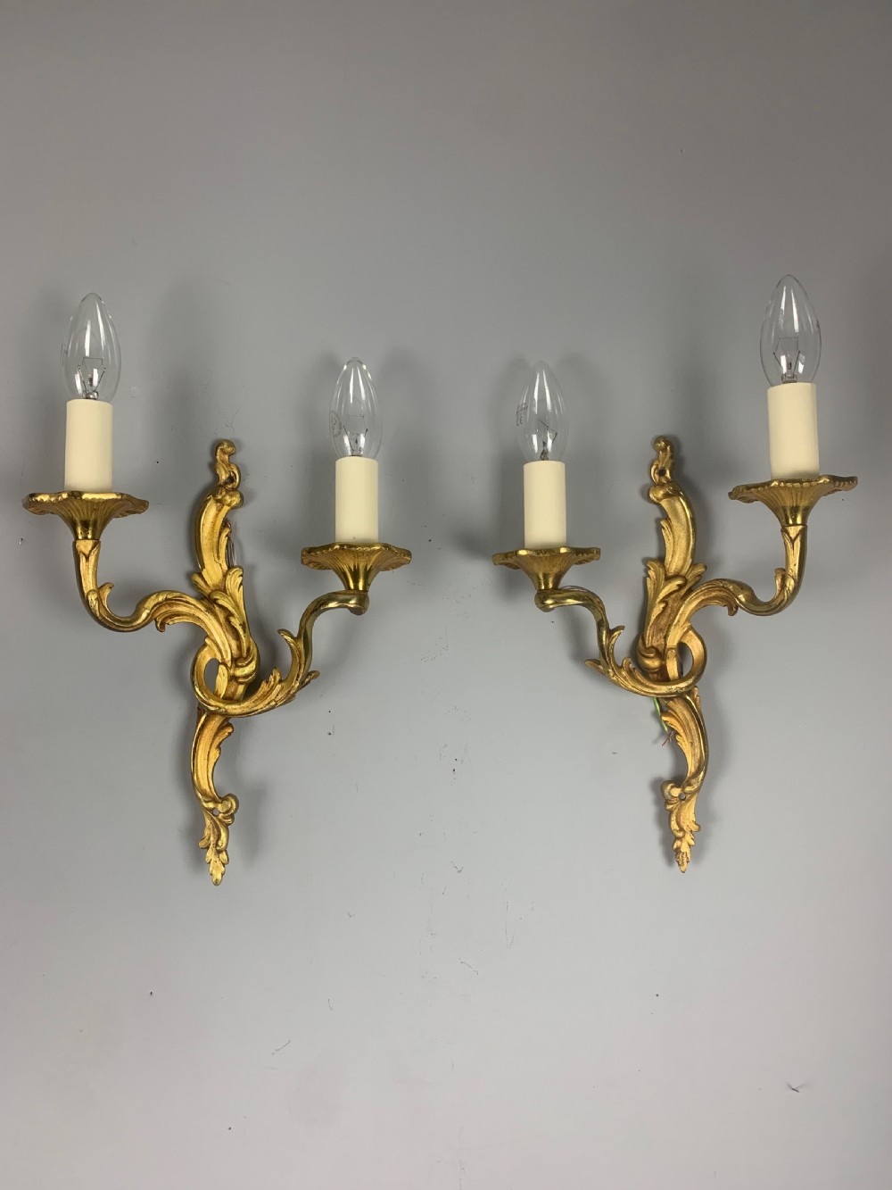 French Gilded Twin Arm Antique Wall Lights