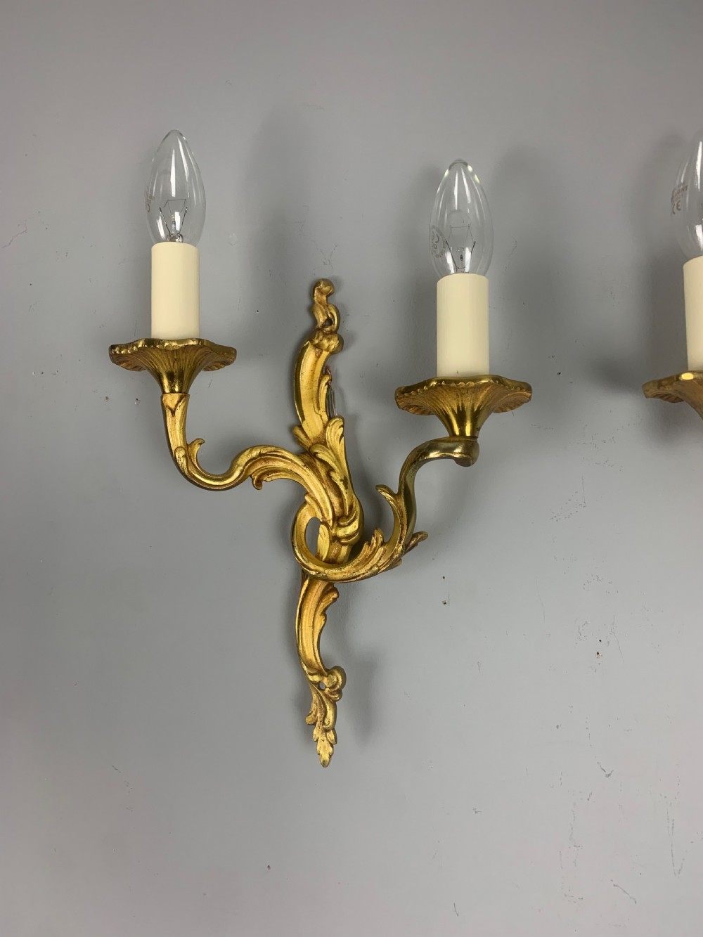 French Gilded Twin Arm Antique Wall Lights View V