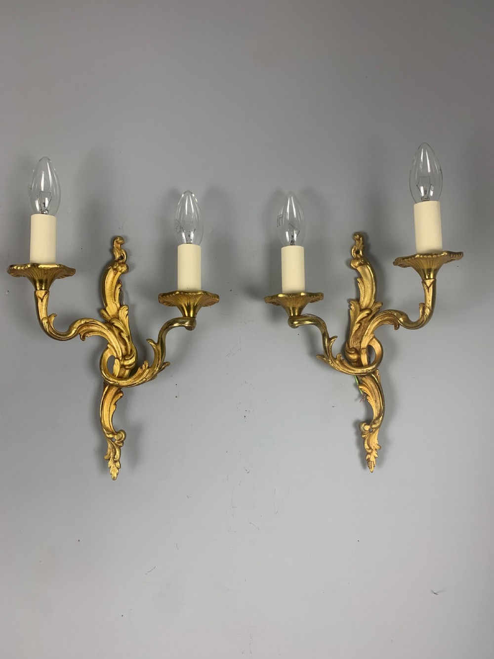French Gilded Twin Arm Antique Wall Lights View X