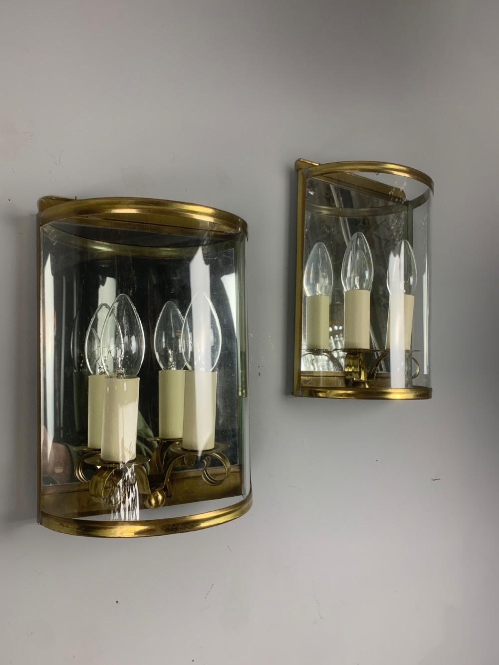 Pair of French Half Wall Lanterns, Wall Lights 