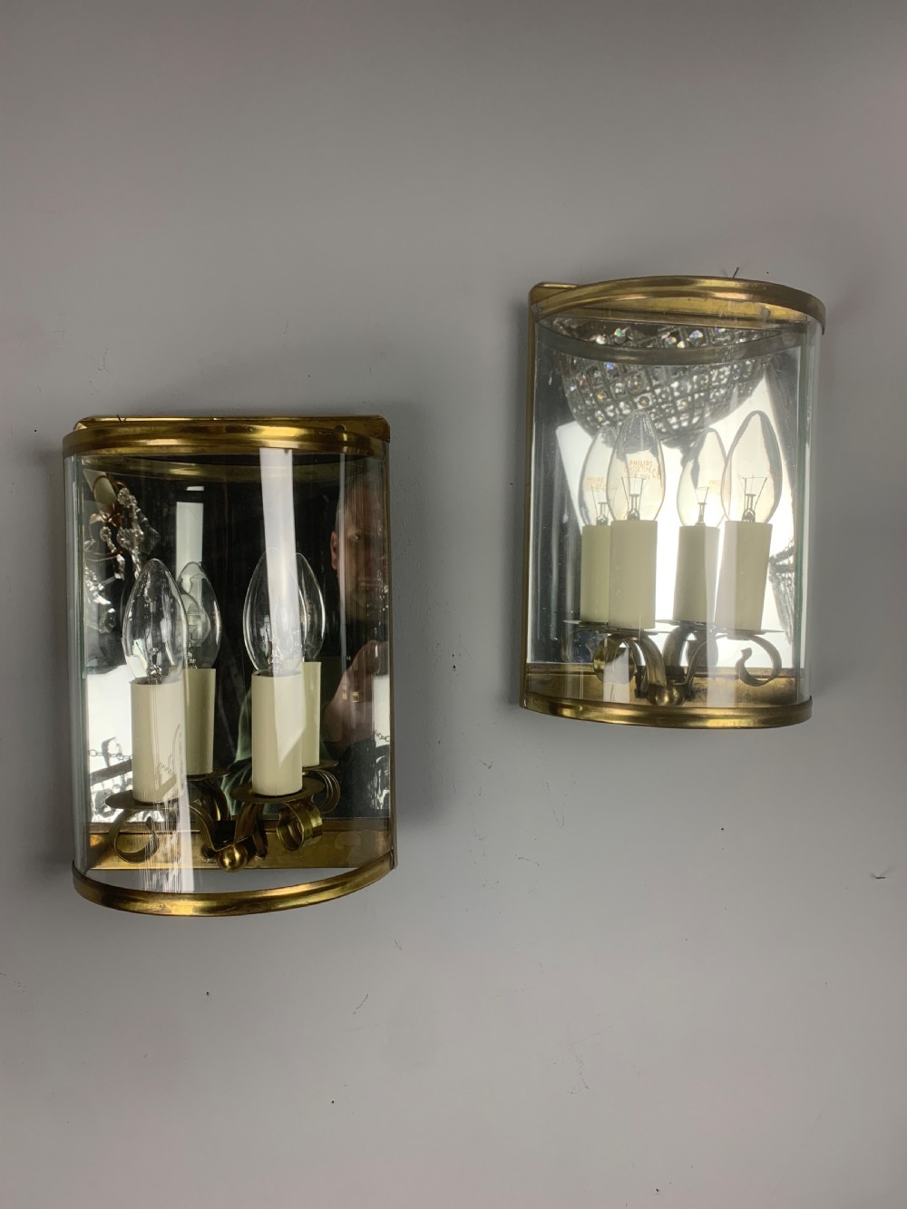 Pair of French Half Wall Lanterns, Wall Lights  View VIII