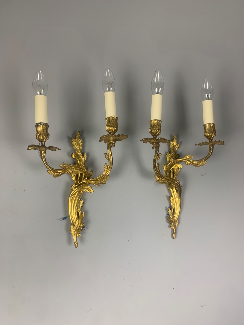 Pair of French Gilt Brass Rococo Antique Wall Lights  View IV