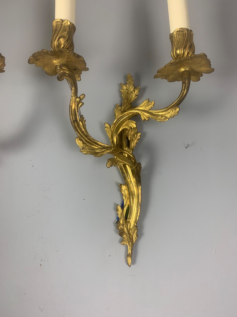 Pair of French Gilt Brass Rococo Antique Wall Lights  View VI