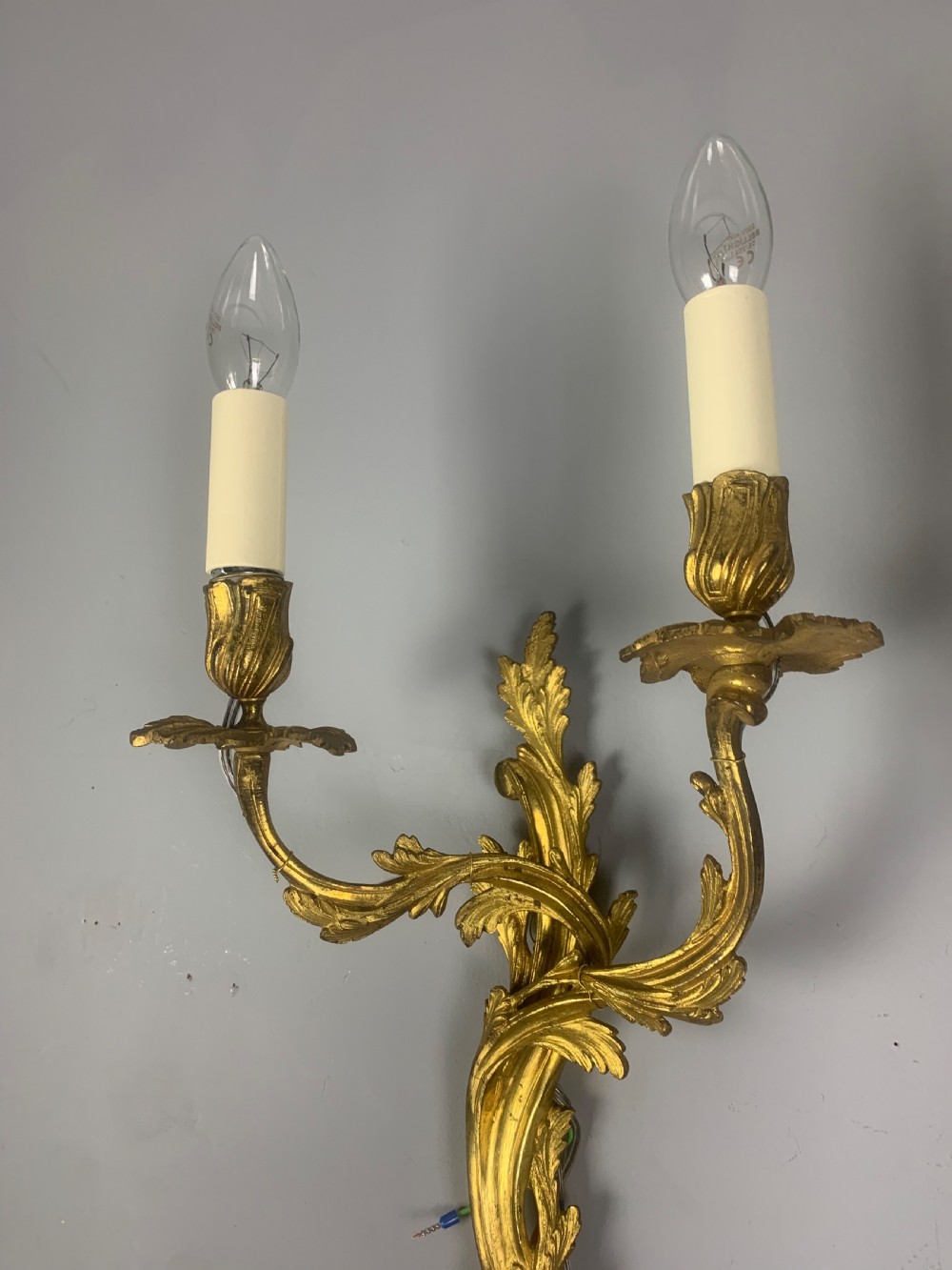 Pair of French Gilt Brass Rococo Antique Wall Lights  View VII