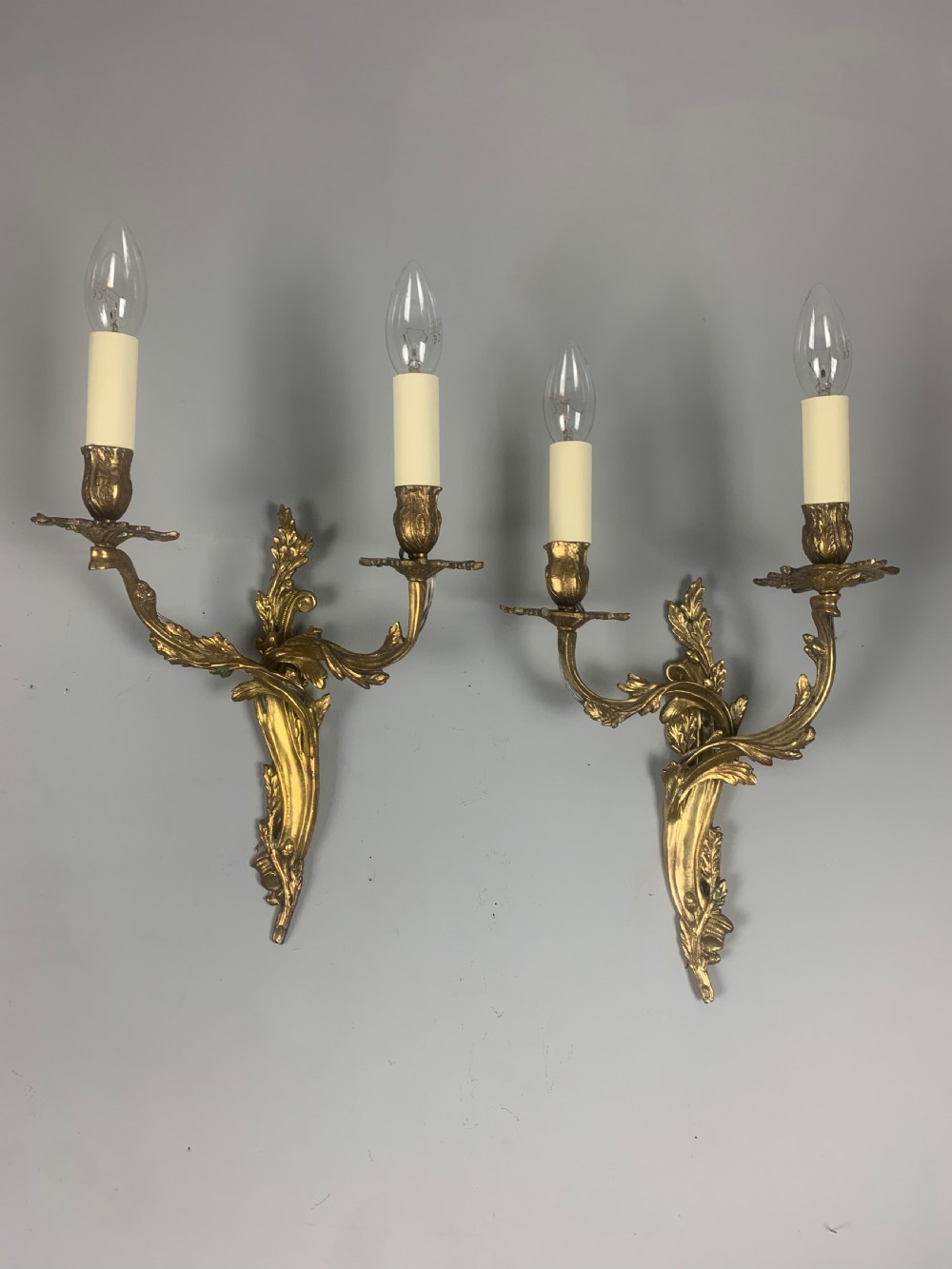 Pair of French Gilt Brass Rococo Antique Wall Lights  View VI