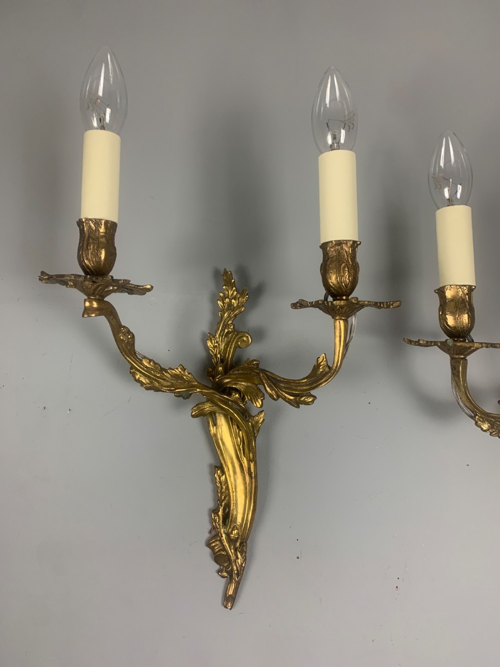 Pair of French Gilt Brass Rococo Antique Wall Lights  View VII