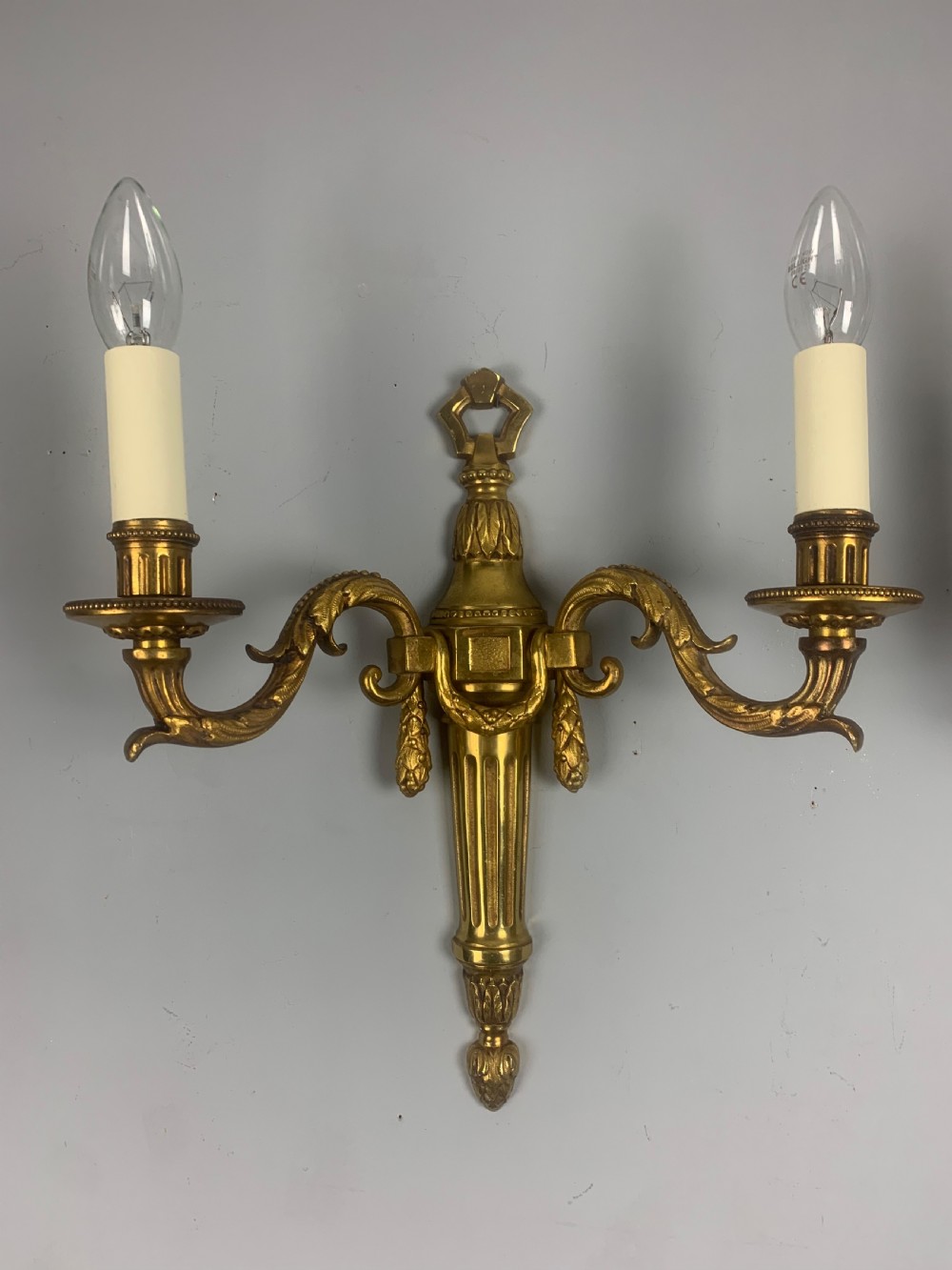 Pair of Heavy French Gilt Brass Antique Wall Lights  View VI